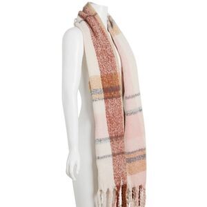 Spacious Plaid Blanket Wrap, Color: Blush